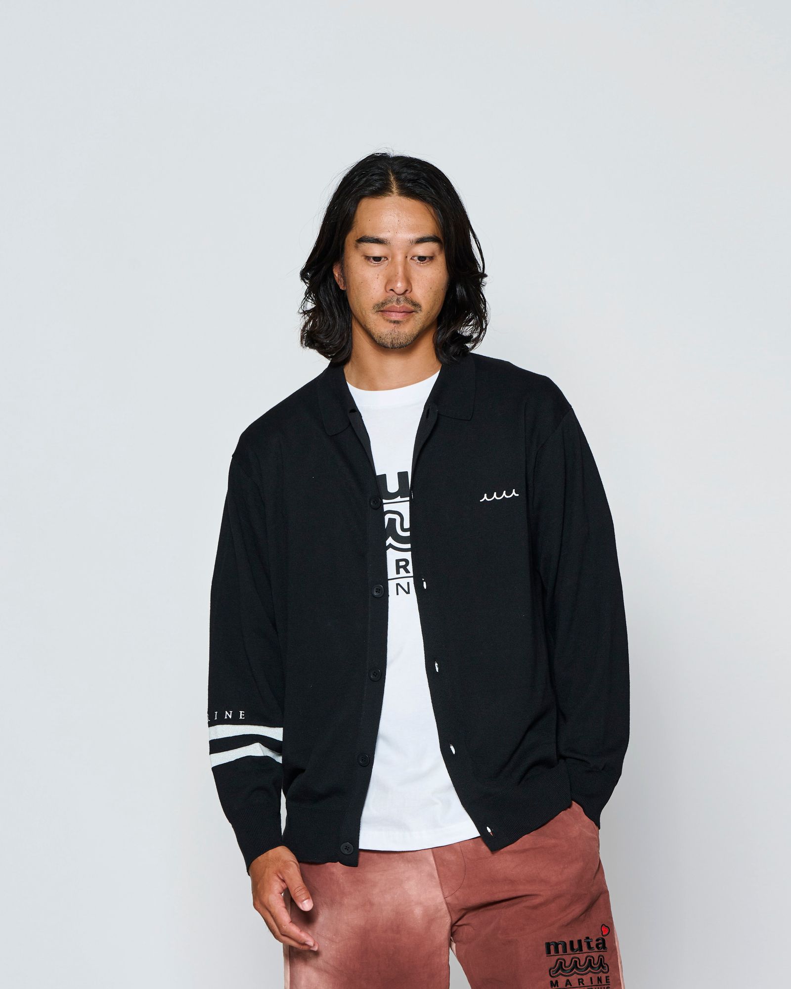 ☆先行予約☆muta MARINE × ACANTHUS  / ニットカーディガン / muta knit cardigan / BLACK【MA2725】