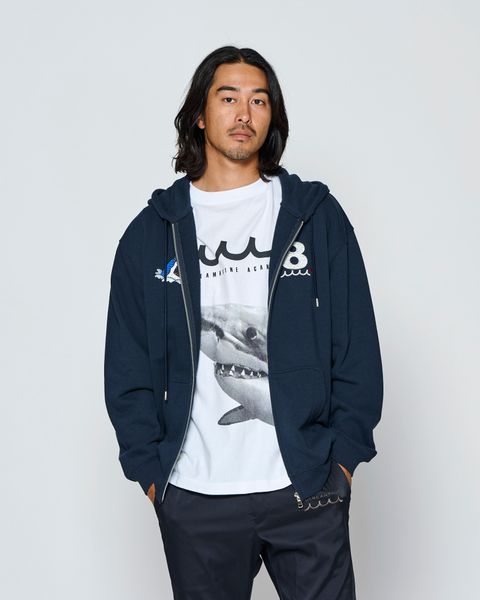 ☆先行予約☆muta MARINE × ACANTHUS  / スーベニアジップアップスウェットフーディー / ジップパーカー /  Souvenir Zip-up Hooded Sweatshirt / NAVY【MA2712】