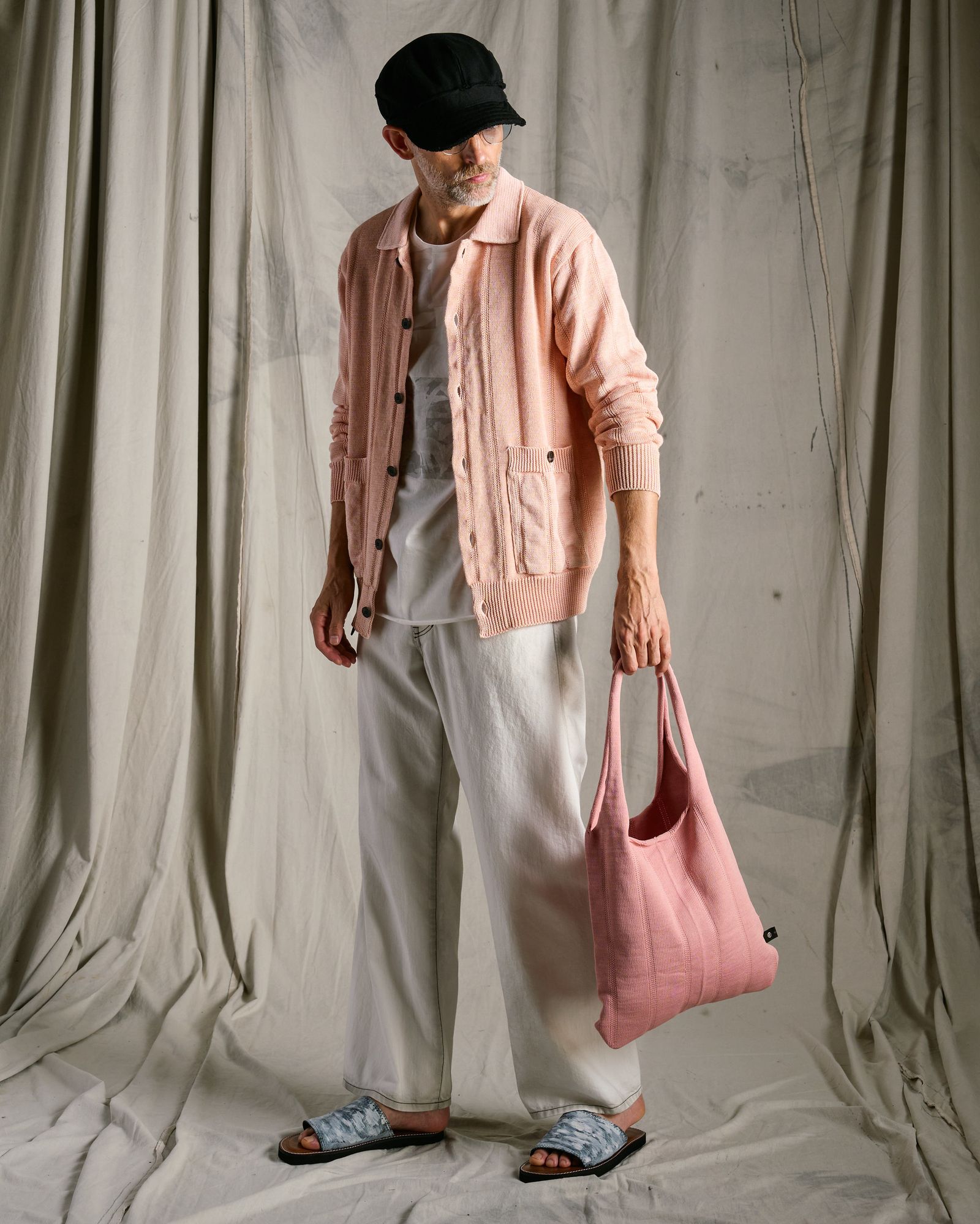 ☆先行予約☆ wjk  / ストライプニットバッグ / stripe knit bag / pink【8005 kw86k】