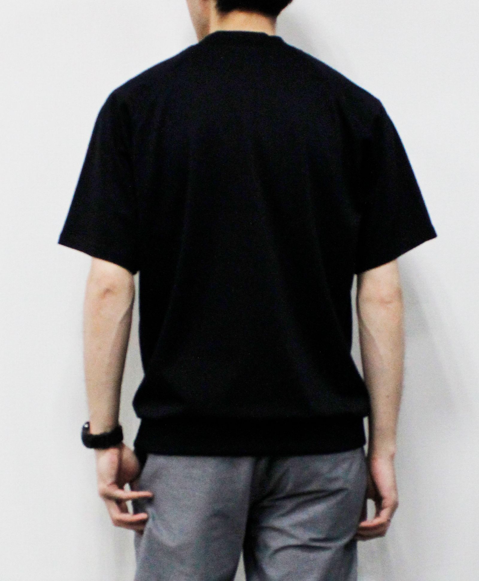 ICE PACK NYLON リバーニット モックネックラグランTee  / ブラック [76006]