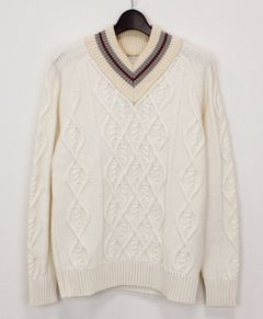 Vネックニット / NUMBER KNITWEAR / WHITE 【KVX 702】