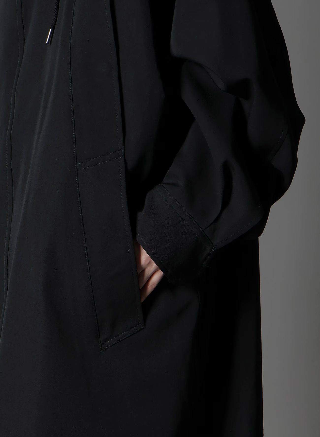 W/GABARDINE HIGH NECK HOODED MODS COAT / BLACK  [GA-C10-101-1]