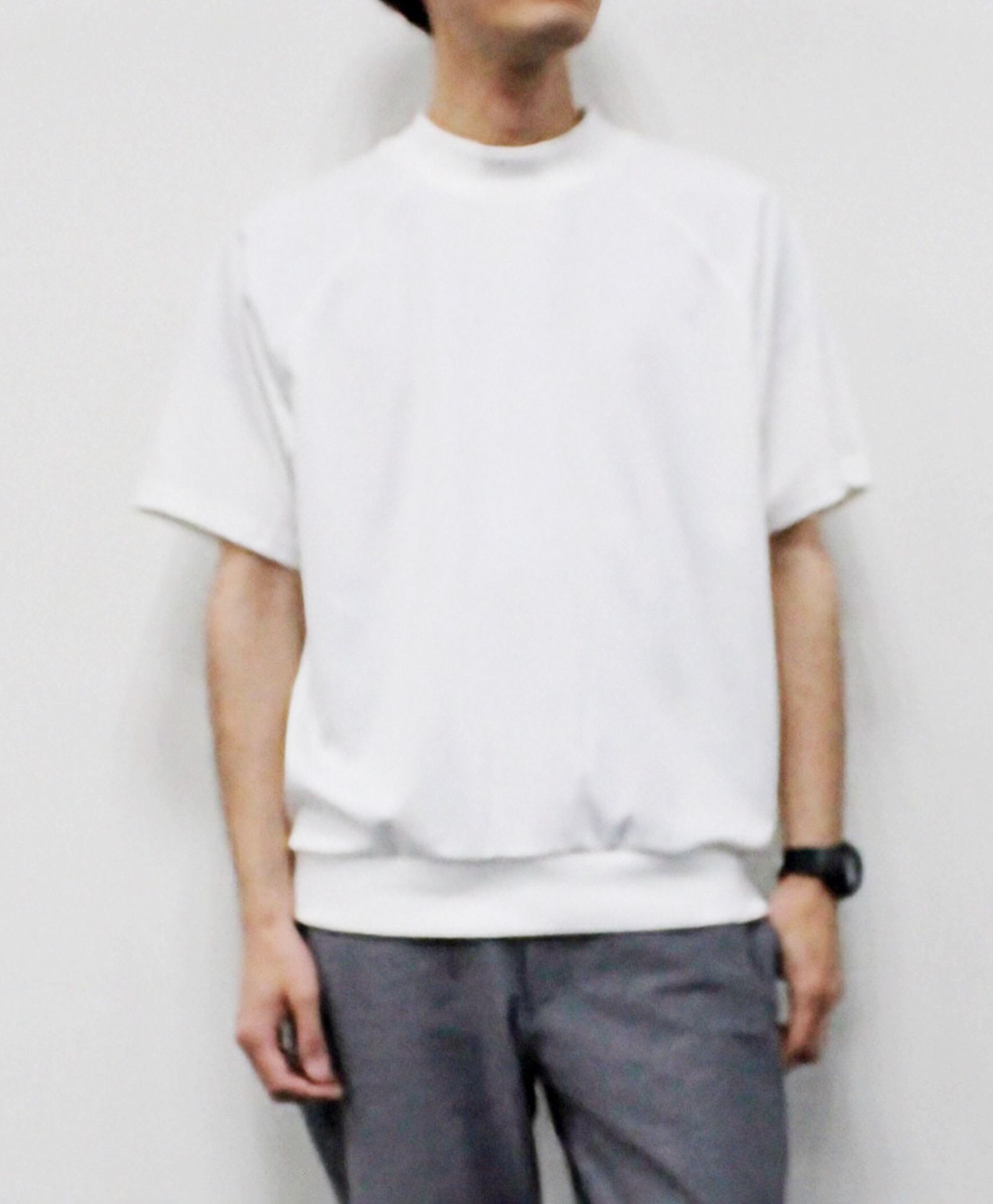 ICE PACK NYLON リバーニット モックネックラグランTee  / ホワイト [76006]