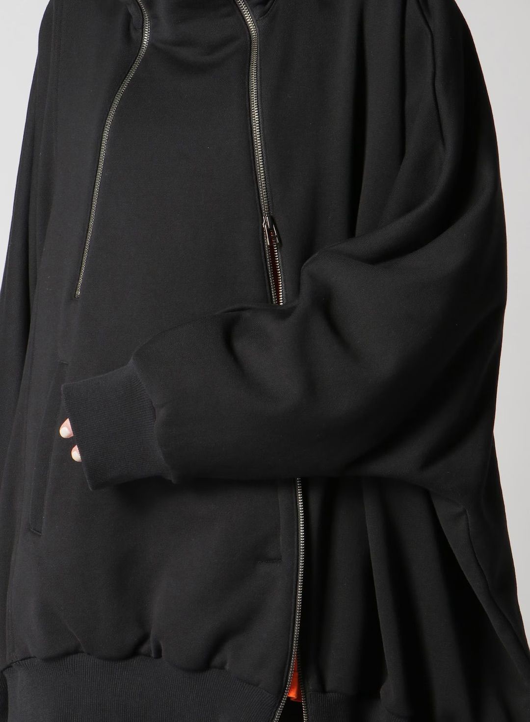 HEAVY LINING DOUBLE ZIPPER HOODIE / BLACK [GJ-T19-032-2]