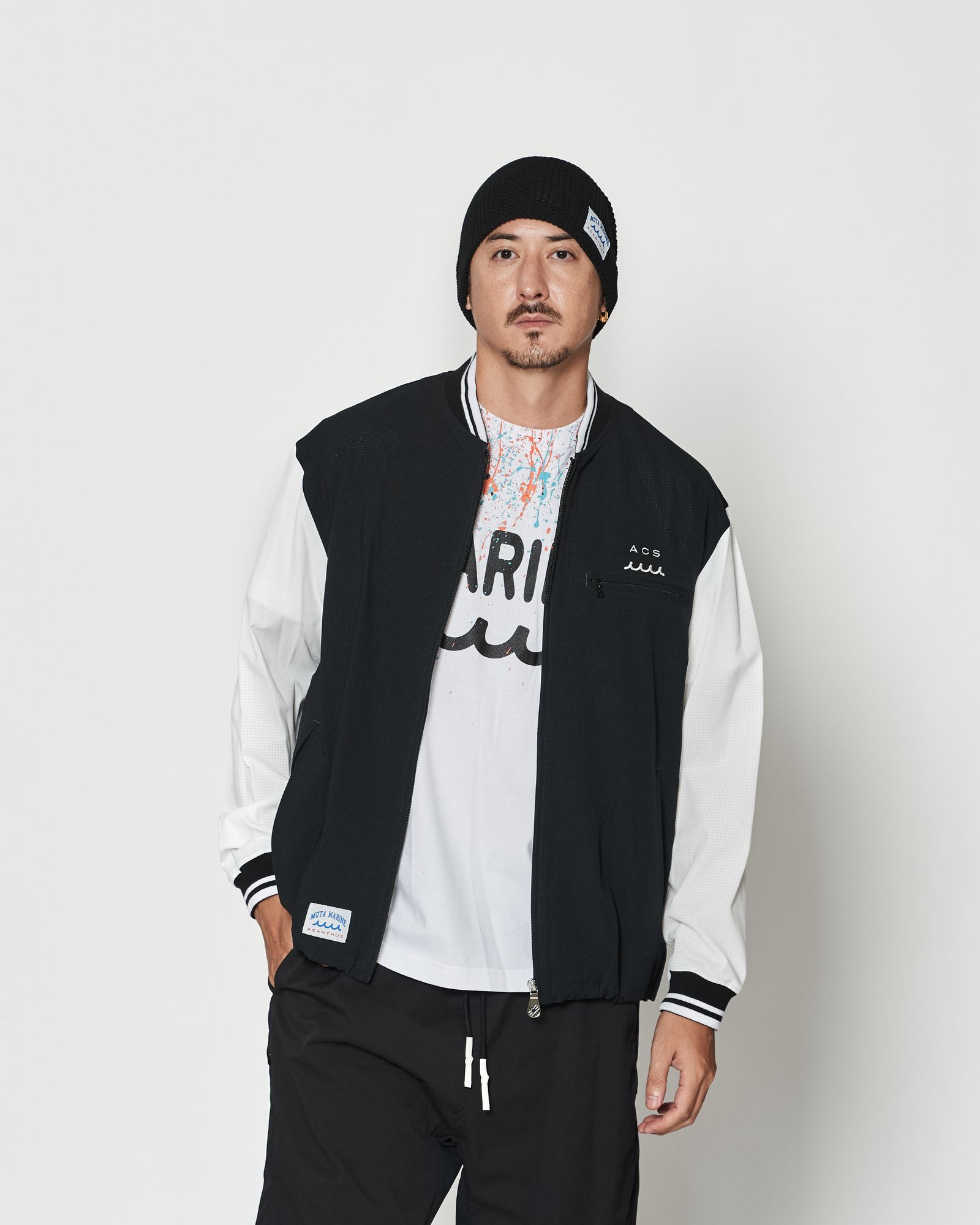 ☆先行予約☆muta MARINE × ACANTHUS  / Dot Air®ベンチレーションジャケット / Dot Air® Ventilation Jacket / BLACK WHITE【MA2603】