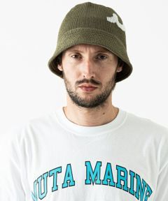 ☆先行予約販売3月中旬～下旬頃入荷予定☆ ACANTHUS x mutaMARINE / muta Logo Bucket Summer Knit  Hat / OLIVE - FREE