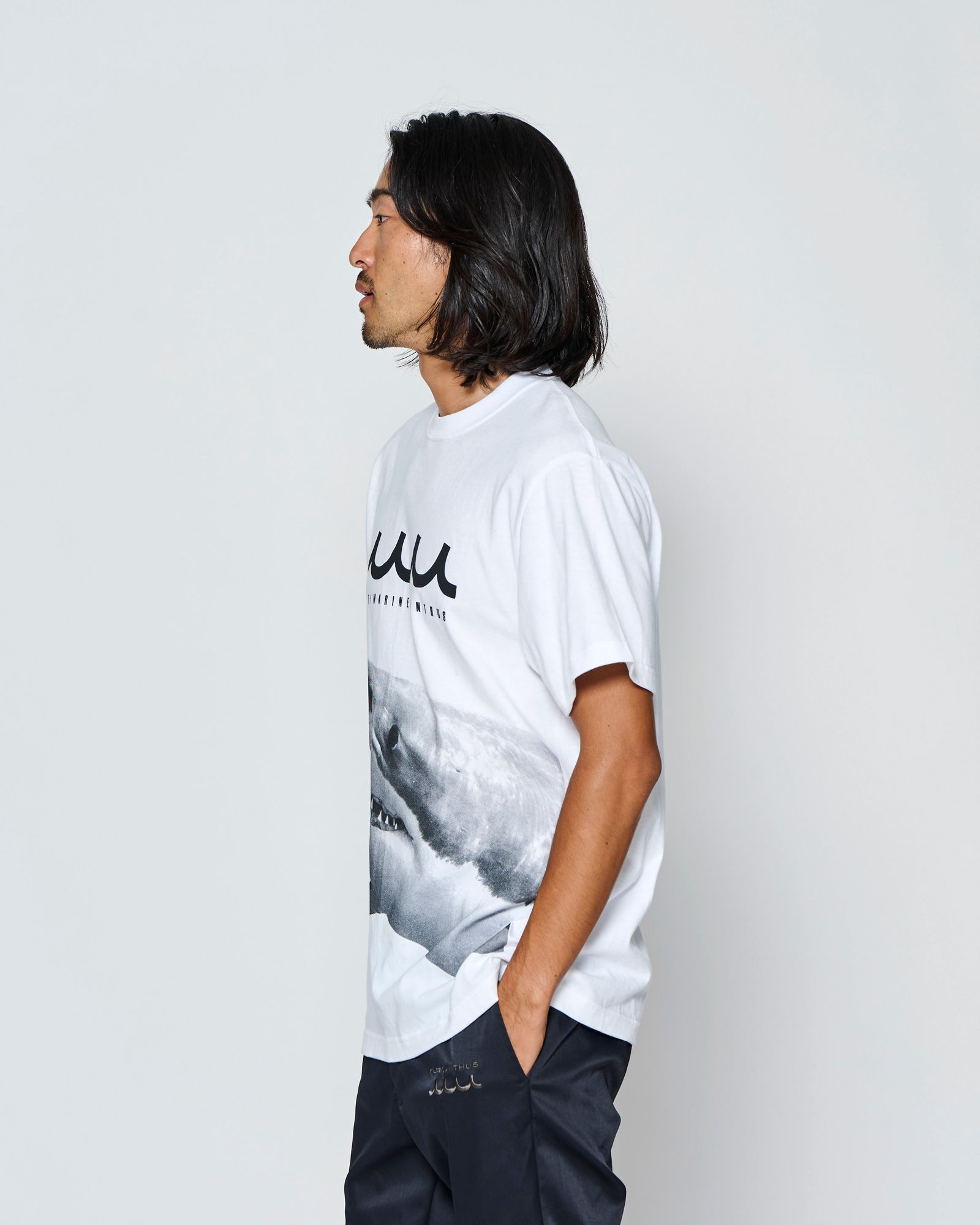 ☆先行予約☆muta MARINE × ACANTHUS  / シャークTシャツ /  Shark Tee / WHITE【MA2717】