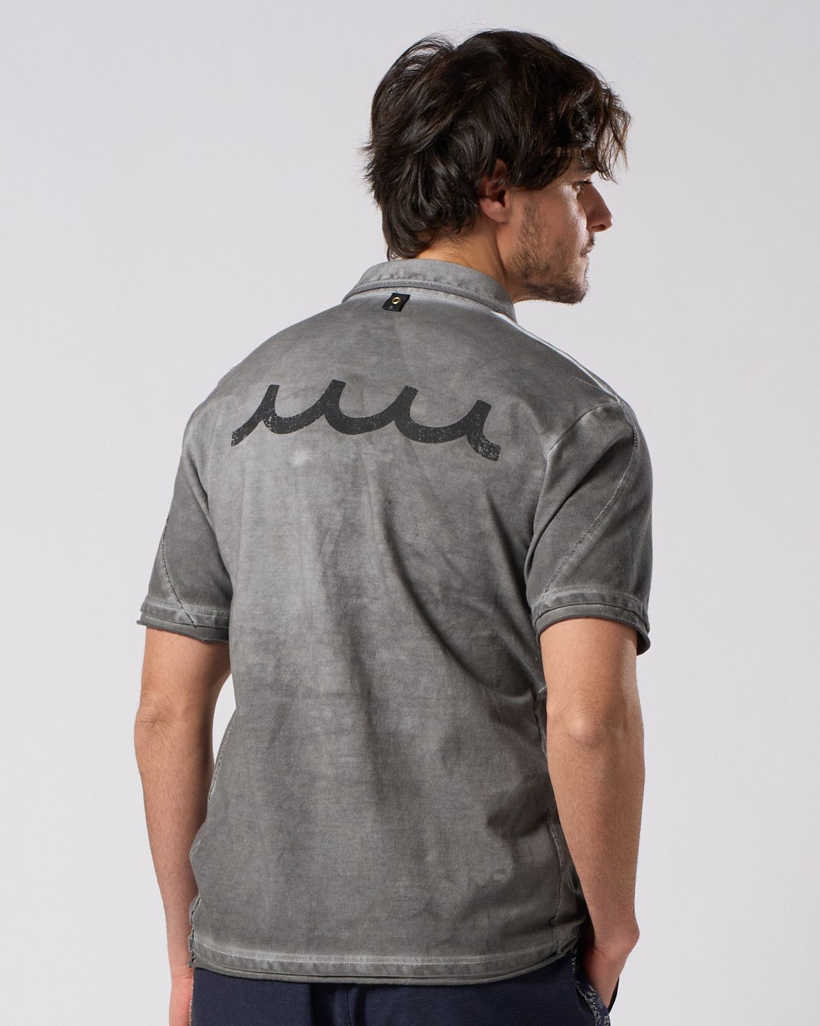 ☆先行予約☆ muta × wjk  / カットオフ ポロシャツ / cut-off polo S/S(printed)T / D.GRAY [705 mw04i]