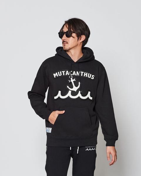 ACANTHUS × muta MARINE / muta Big Embroidered Patch Hooded Sweatshirts / パーカー / BLACK 【MA2536】