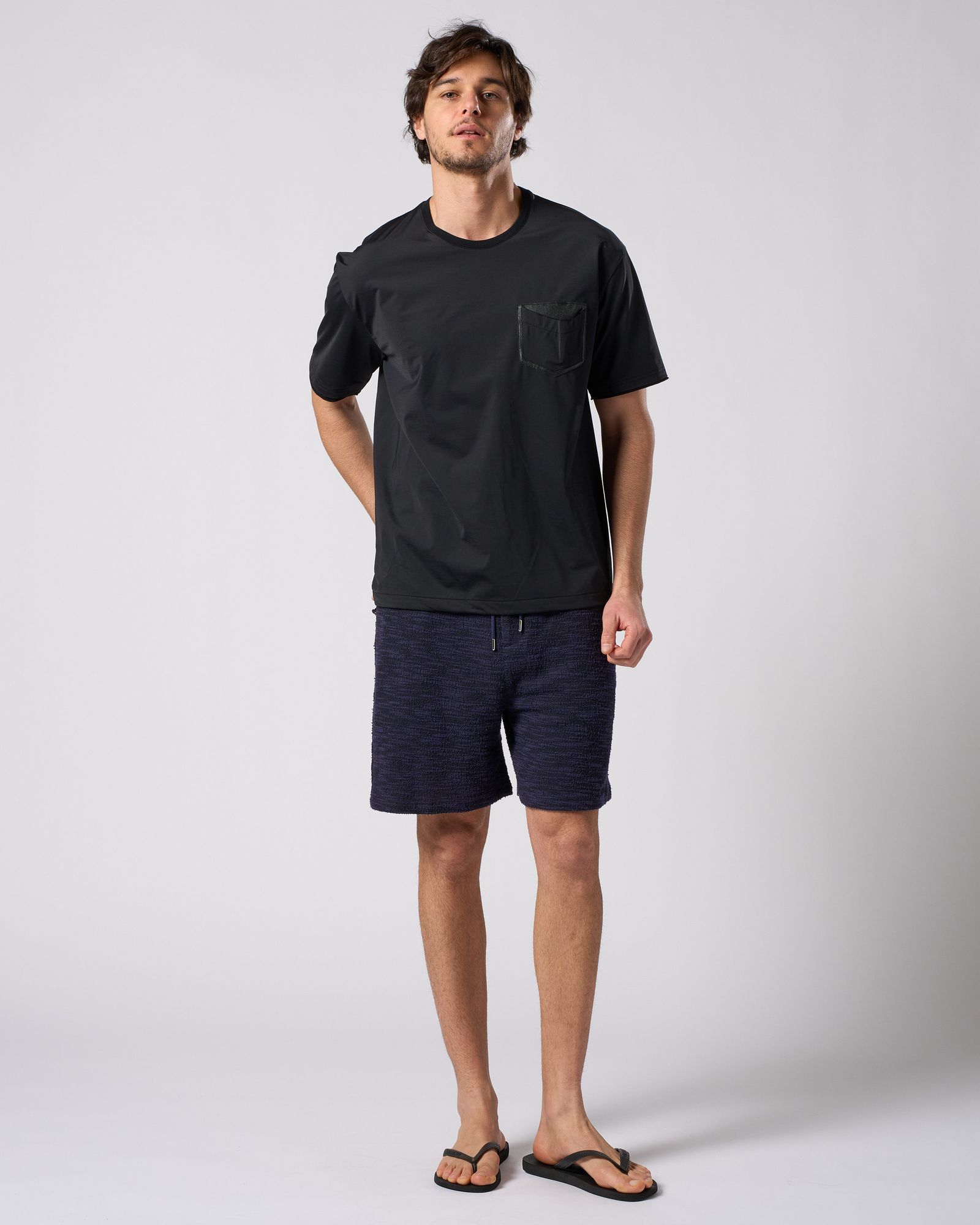 ☆先行予約☆ muta × wjk  / ニットジャガード リラックスショーツ / knit jacquard relax shorts / NAVY [502 mw02i]