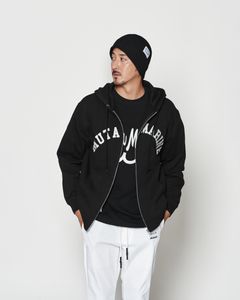 ☆先行予約☆muta MARINE × ACANTHUS  / アーチロゴ スウェットジップフーディー / パーカー / Arc Logo Zip Up Hooded Sweatshirt / BLACK【MA2610】