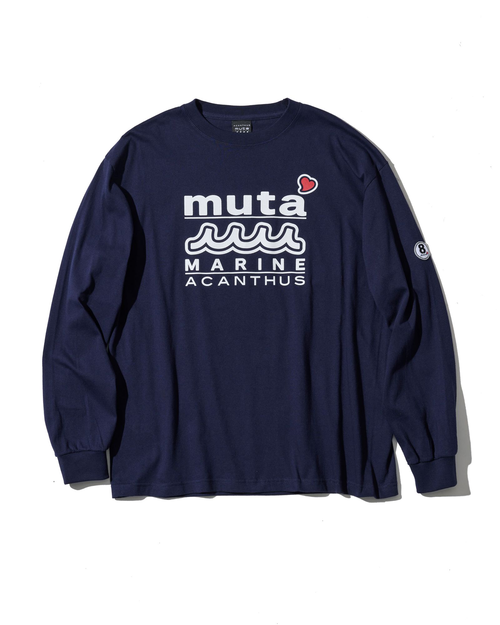 ☆先行予約☆muta MARINE × ACANTHUS  / WネームロゴロングスリーブTシャツ /  W-name logo L/S tee / NAVY【MA2727】