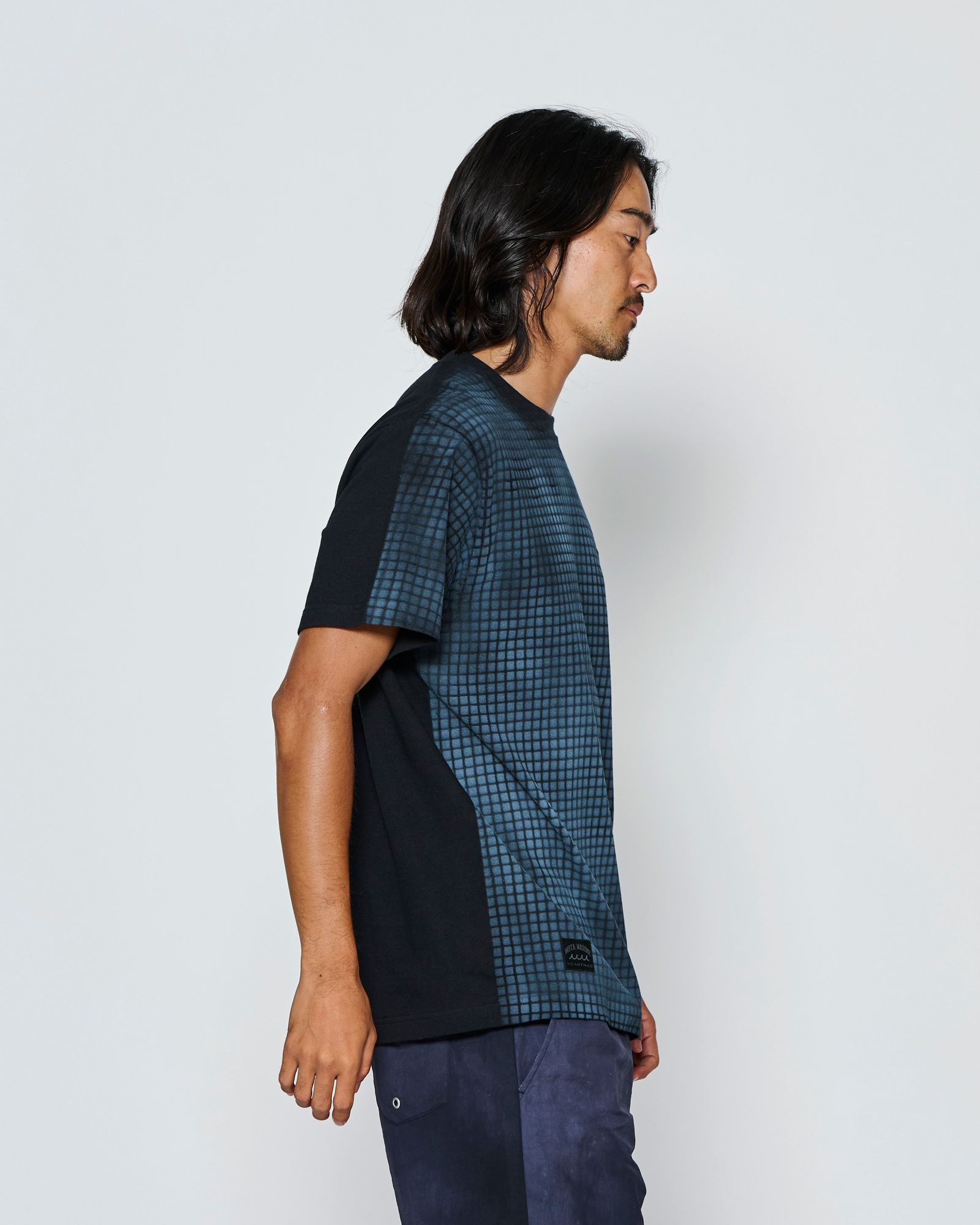 ☆先行予約☆muta MARINE × ACANTHUS  / グリッド柄プリントTシャツ /  Grid Print Tee / BLACK【MA2718】