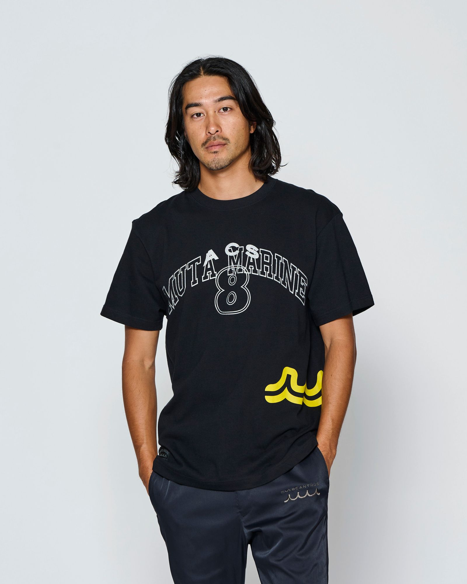 ☆先行予約☆muta MARINE × ACANTHUS  / マルチプリントTシャツ /  Multi Print Tee / BLACK【MA2715】