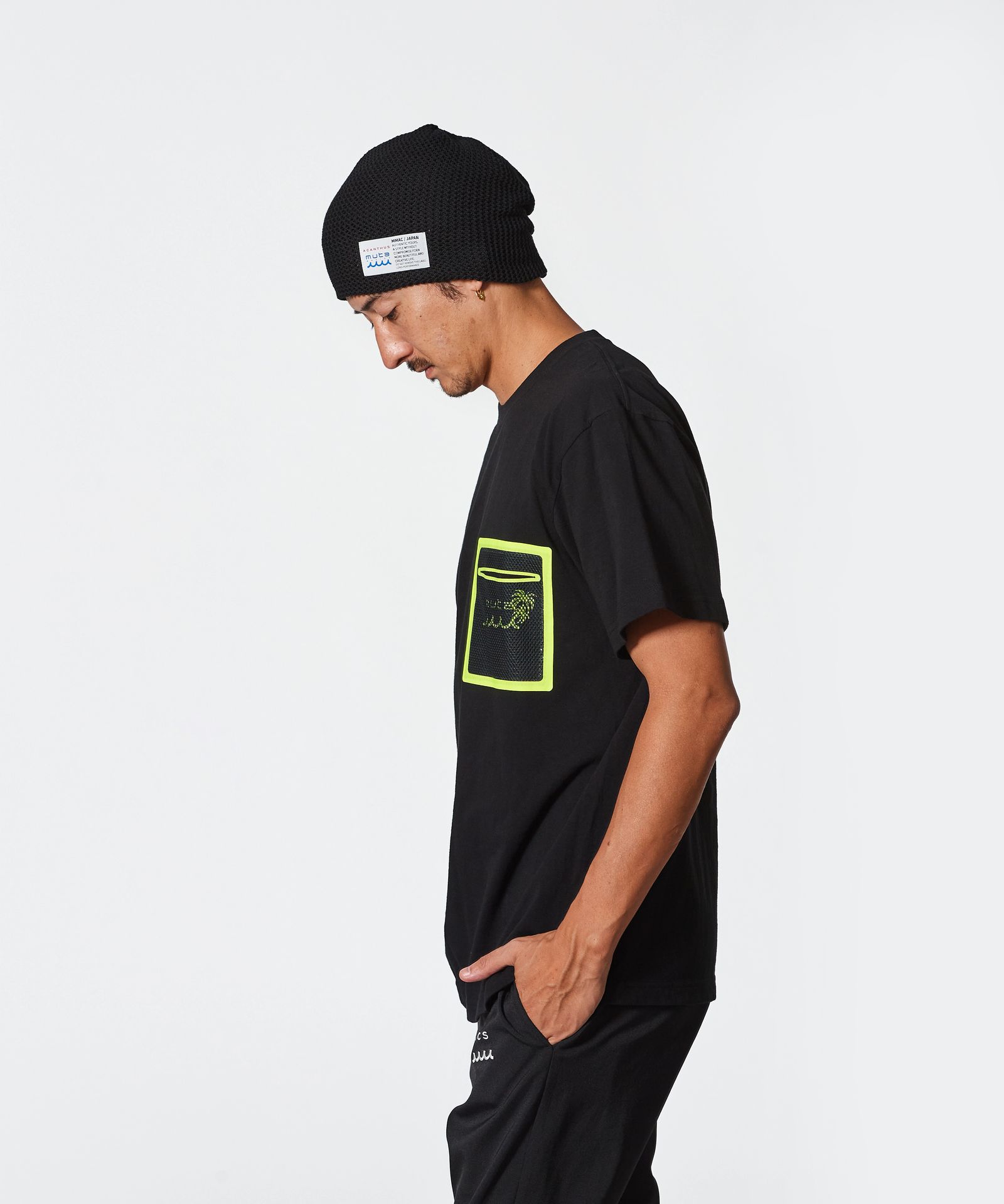 ACANTHUS × muta MARINE / muta Mesh Trimming Pocket Tee / トリミングポケットTシャツ / BLACK 【MA2517】