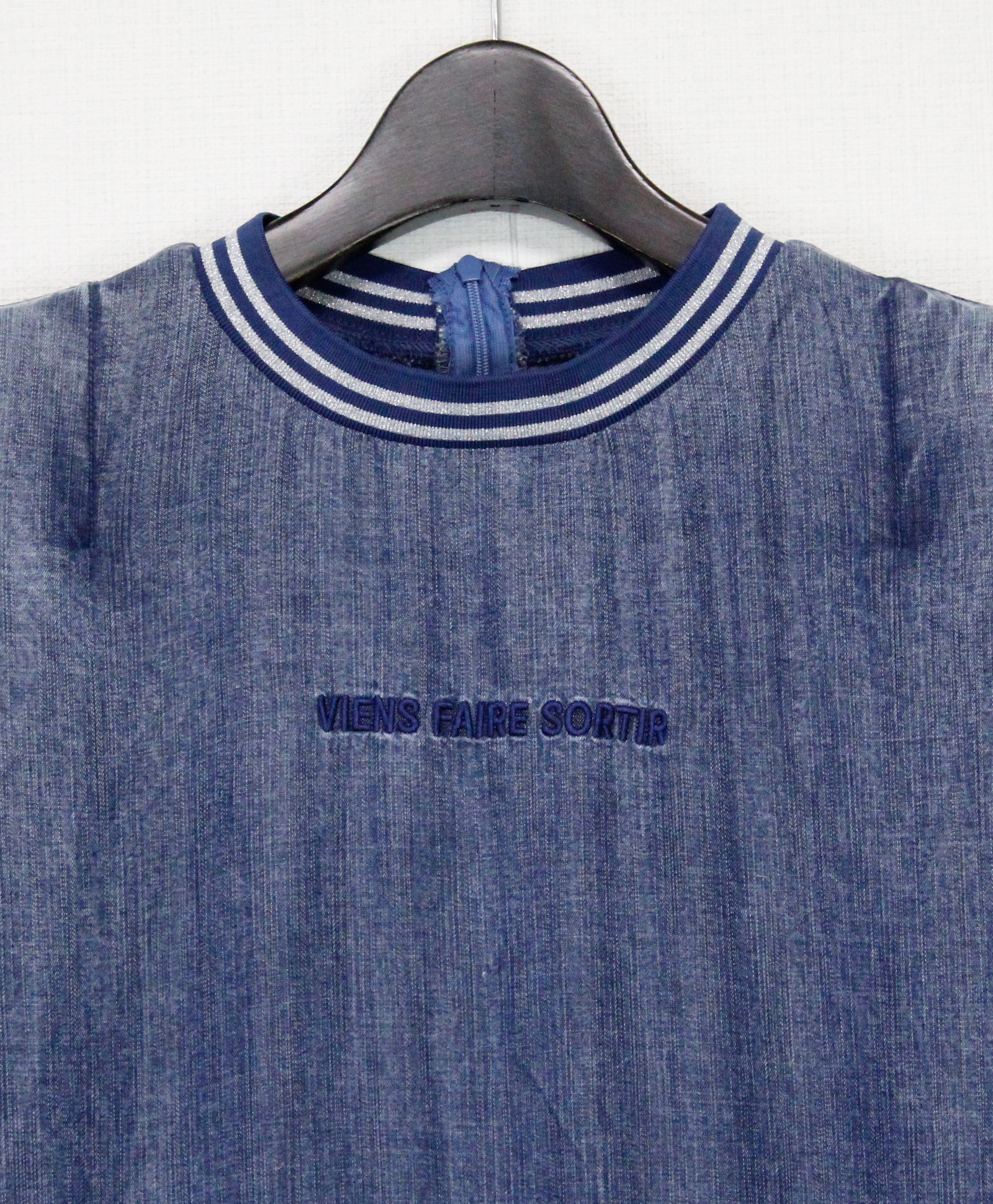 カラーリブテンセルデニム ノースリーブワンピース / ネイビー [bc605311]