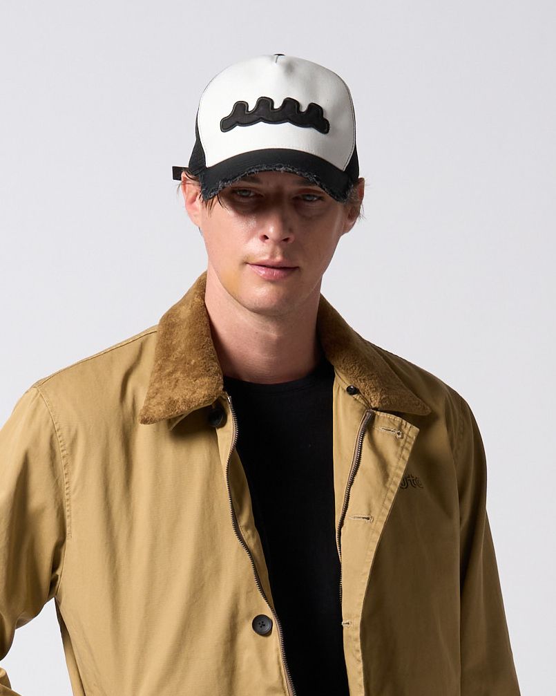 ☆先行予約☆muta × wjk  / ウェーブ カットオフ メッシュキャップ / wave cut-off mesh cap / BLACK x WHITE 【810 mw05i】