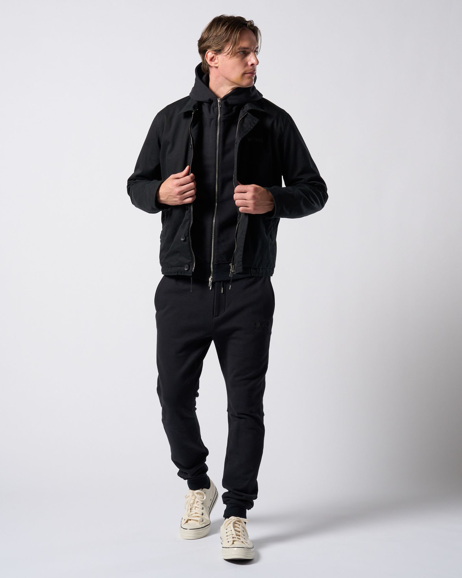 ☆先行予約☆ muta × wjk  / 高密度ストレッチ裏毛リブスウェットパンツ / super urake zip-up parka / BLACK [206 mw07j]