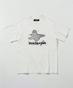 1PIU1UGUALE3 RELAX × Mark Gonzales / グラデーションラインストーン半袖Tシャツ / ホワイト【UST-26015】