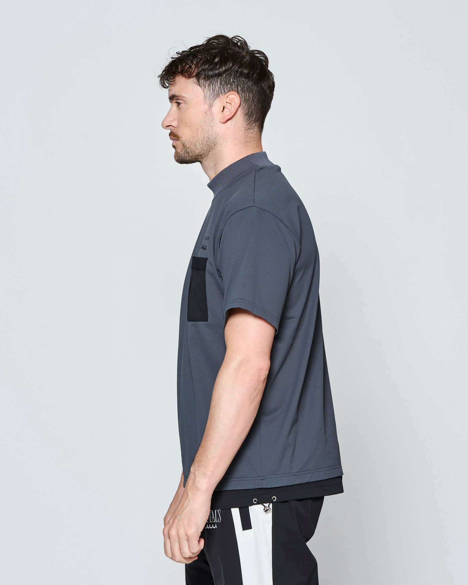 ☆先行予約☆muta MARINE × ACANTHUS  / メッシュモックネック半袖Tシャツ /  Mesh Mockneck S/S Top / CHARCOAL【MA2714】