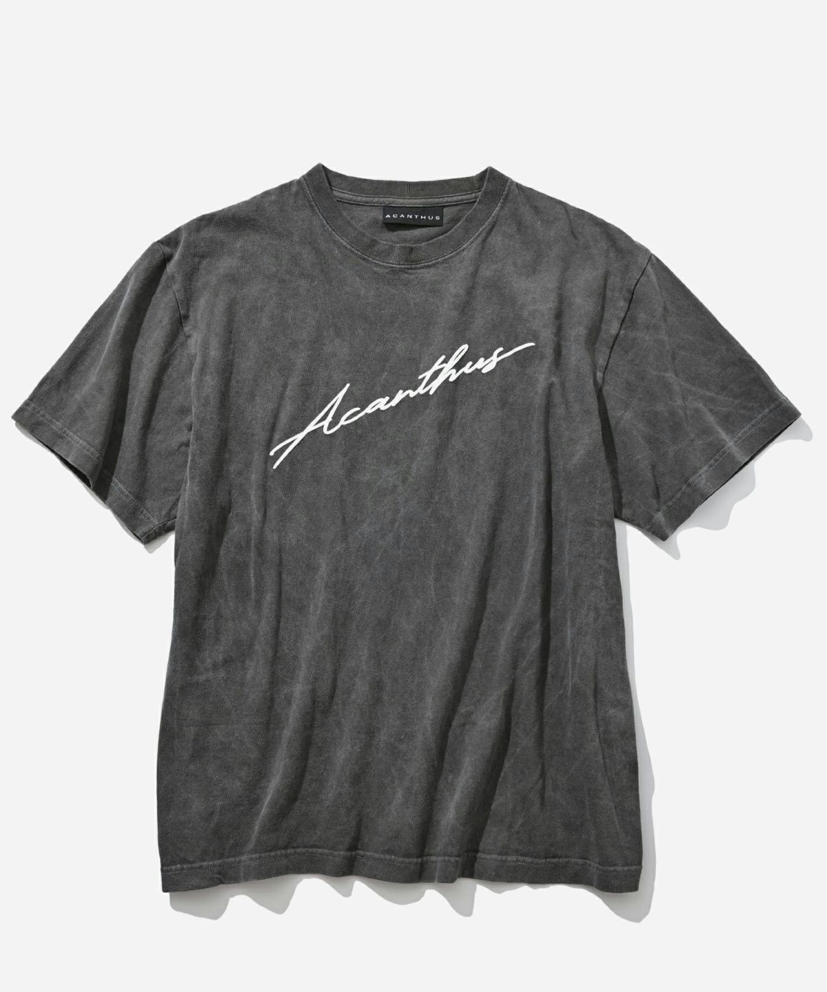 ACANTHUS - 顔料染めロゴ Tシャツ / Uneven Tee / DYEING BLACK