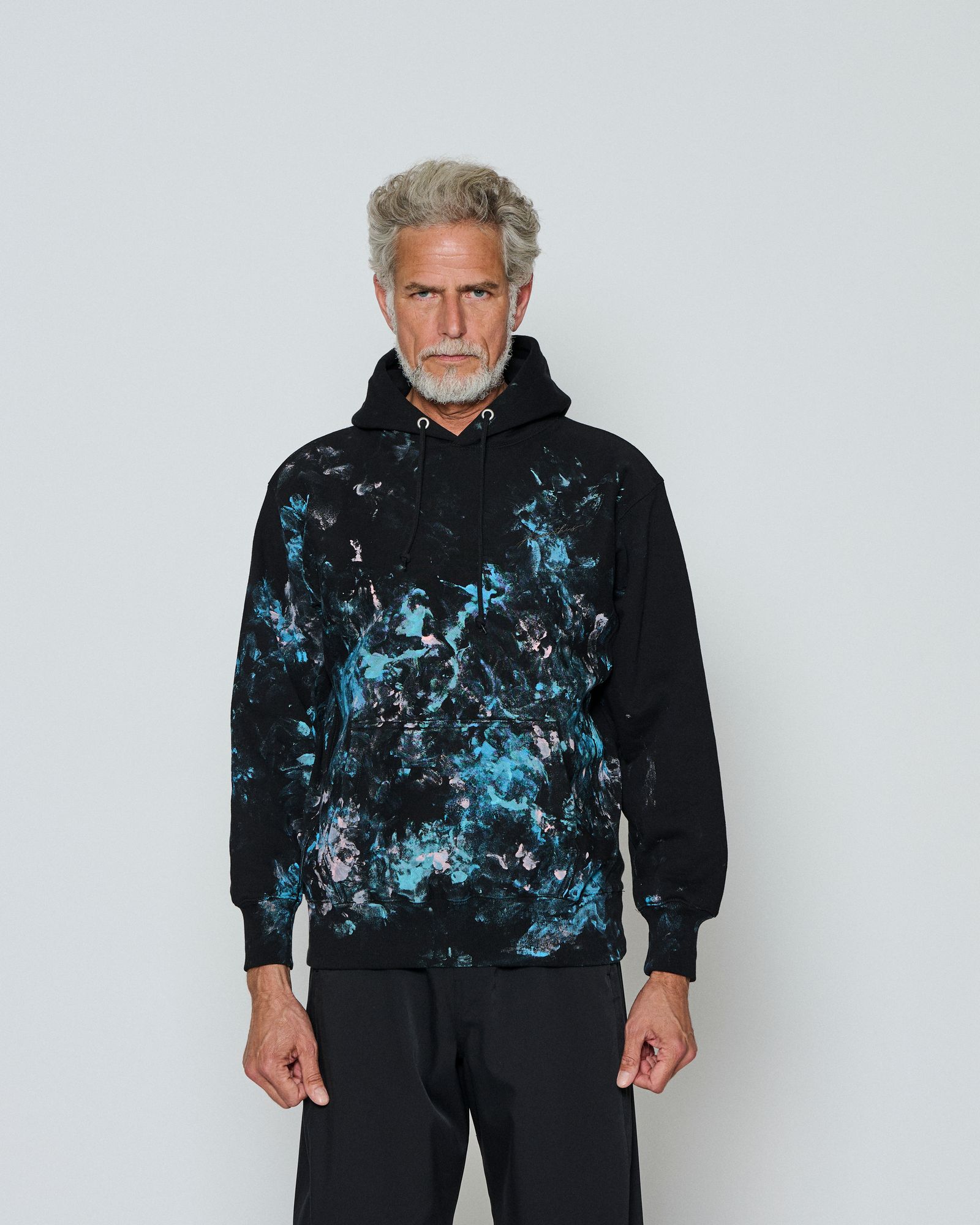 ☆先行予約☆  アブストラクトペイントフーディー / パーカー / Abstract Paint Hooded Sweatshirt / BLACK 【HJ2604】