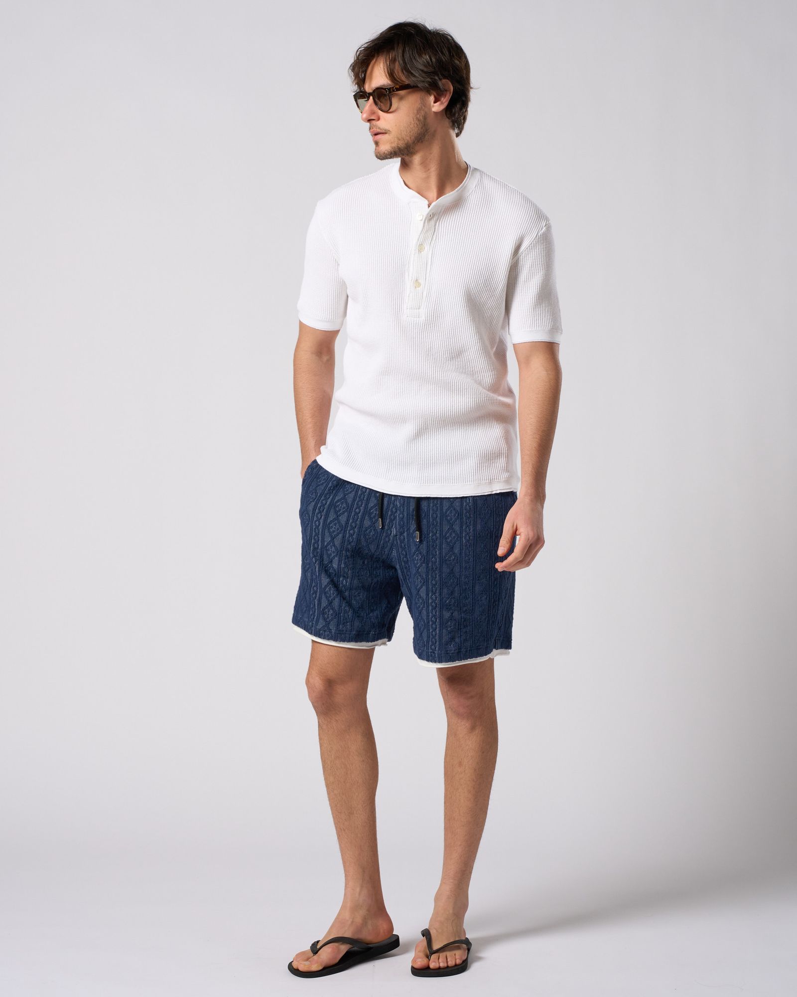 ☆先行予約☆ ワッフルヘンリーネック S/S  カットソー /  waffle henley S/S / WHITE[7131 wf19i]