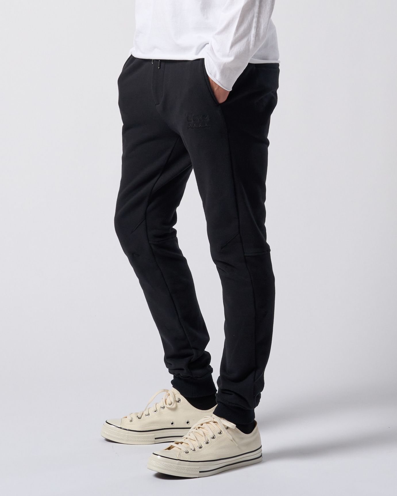 ☆先行予約☆ muta × wjk  / 高密度ストレッチ裏毛リブスウェットパンツ / super urake rib sweat pants / BLACK [503 mw07j]