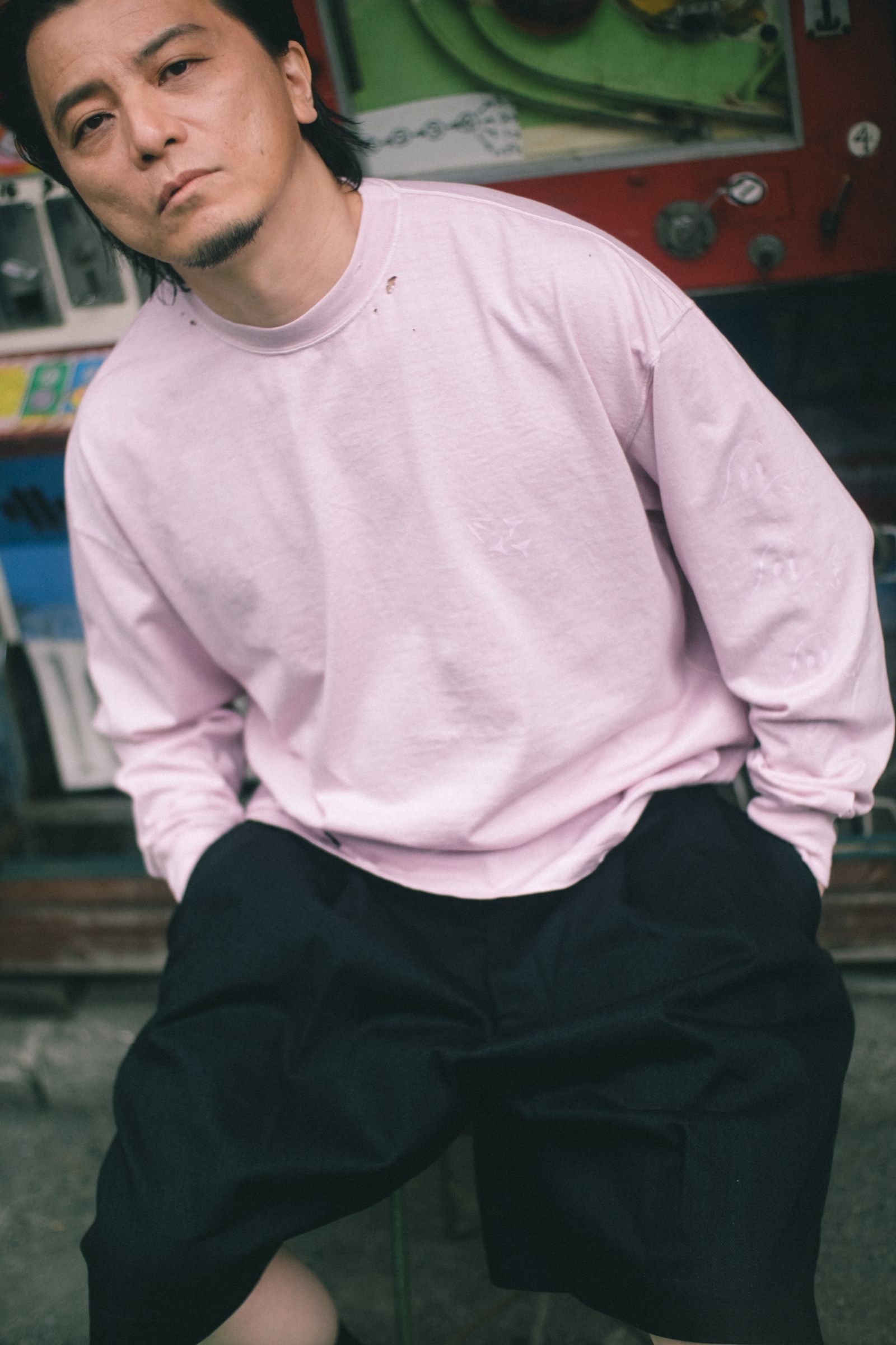 KREVA×GHOST ALMOSTBLACK / DAMEGE DYEING LONG SLEEVE T HAKUTOU / PINK [KRVGAB-C-3-2]