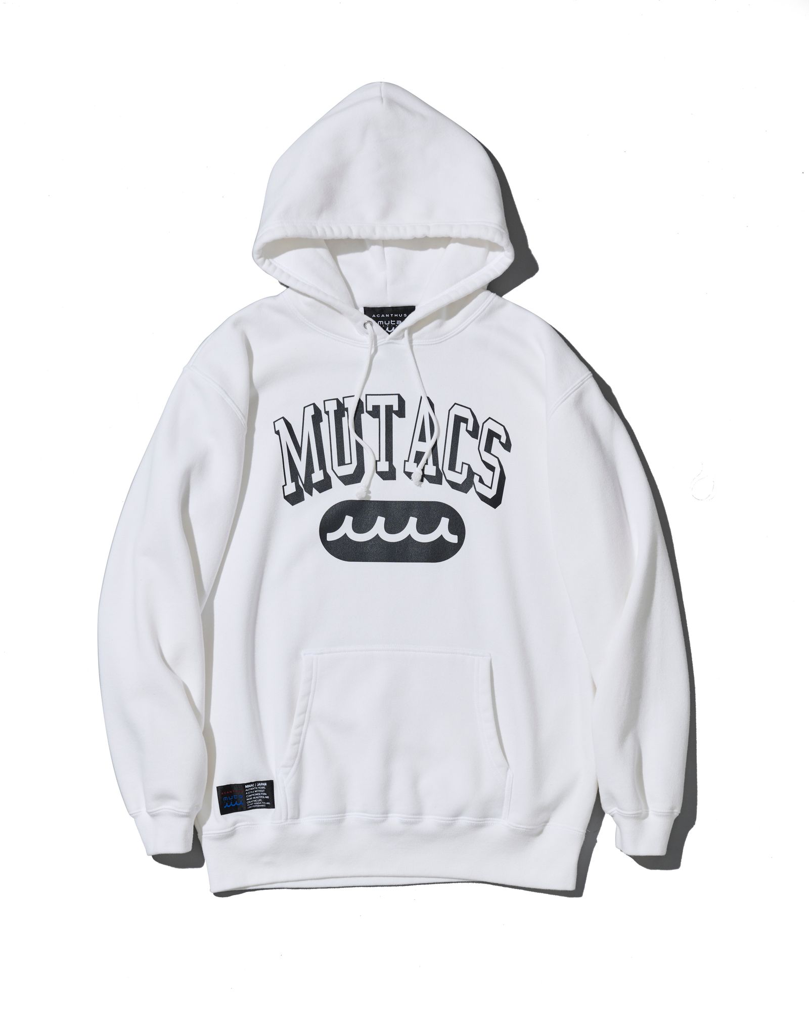 ☆先行予約☆ muta MARINE × ACANTHUS / カレッジロゴフーディー /パーカー / Shadow College Logo Hooded Sweatshirt / WHITE 【MA2660】