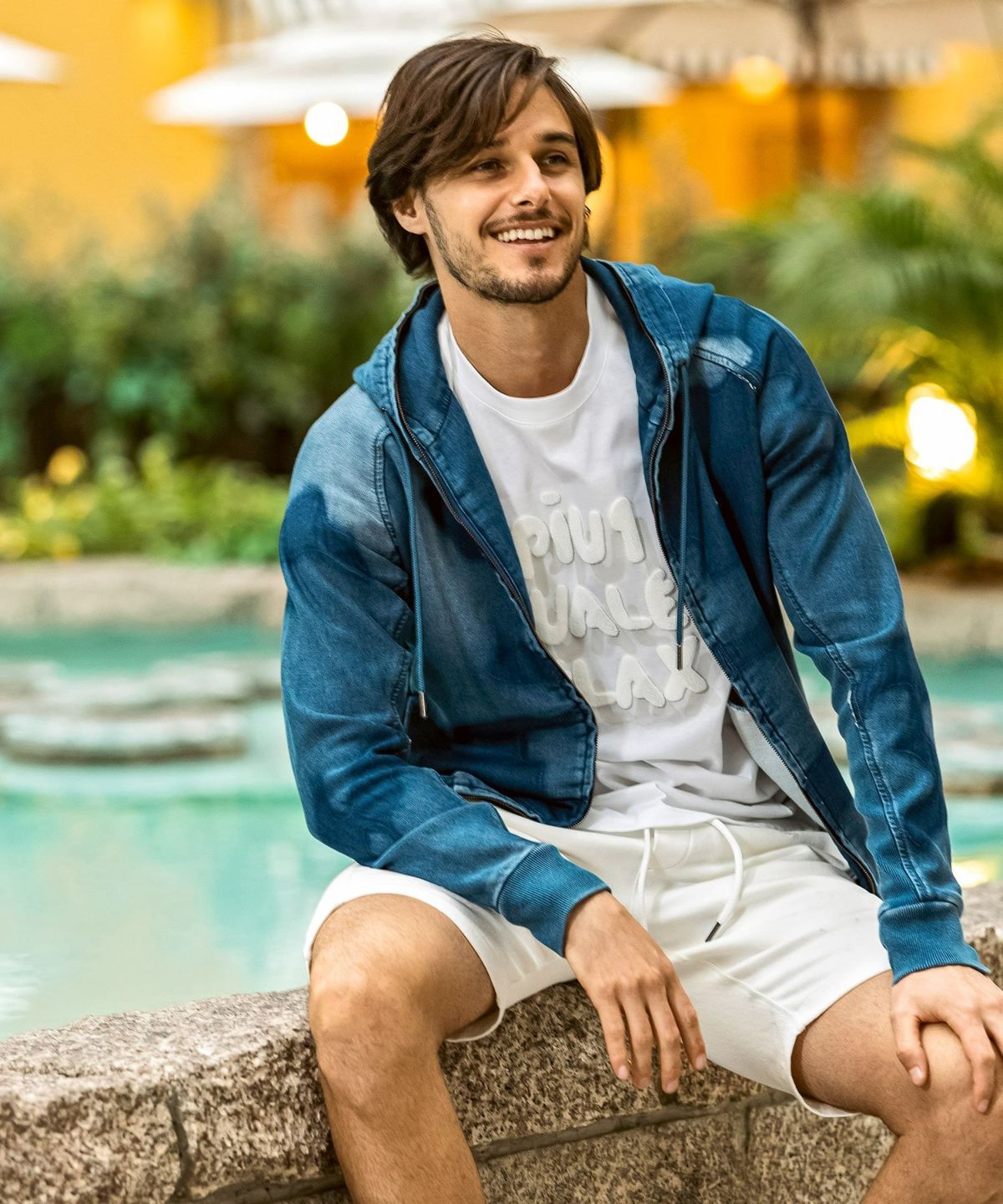 カモ柄ジョグデニムパーカー / インディゴ【USO-26060】