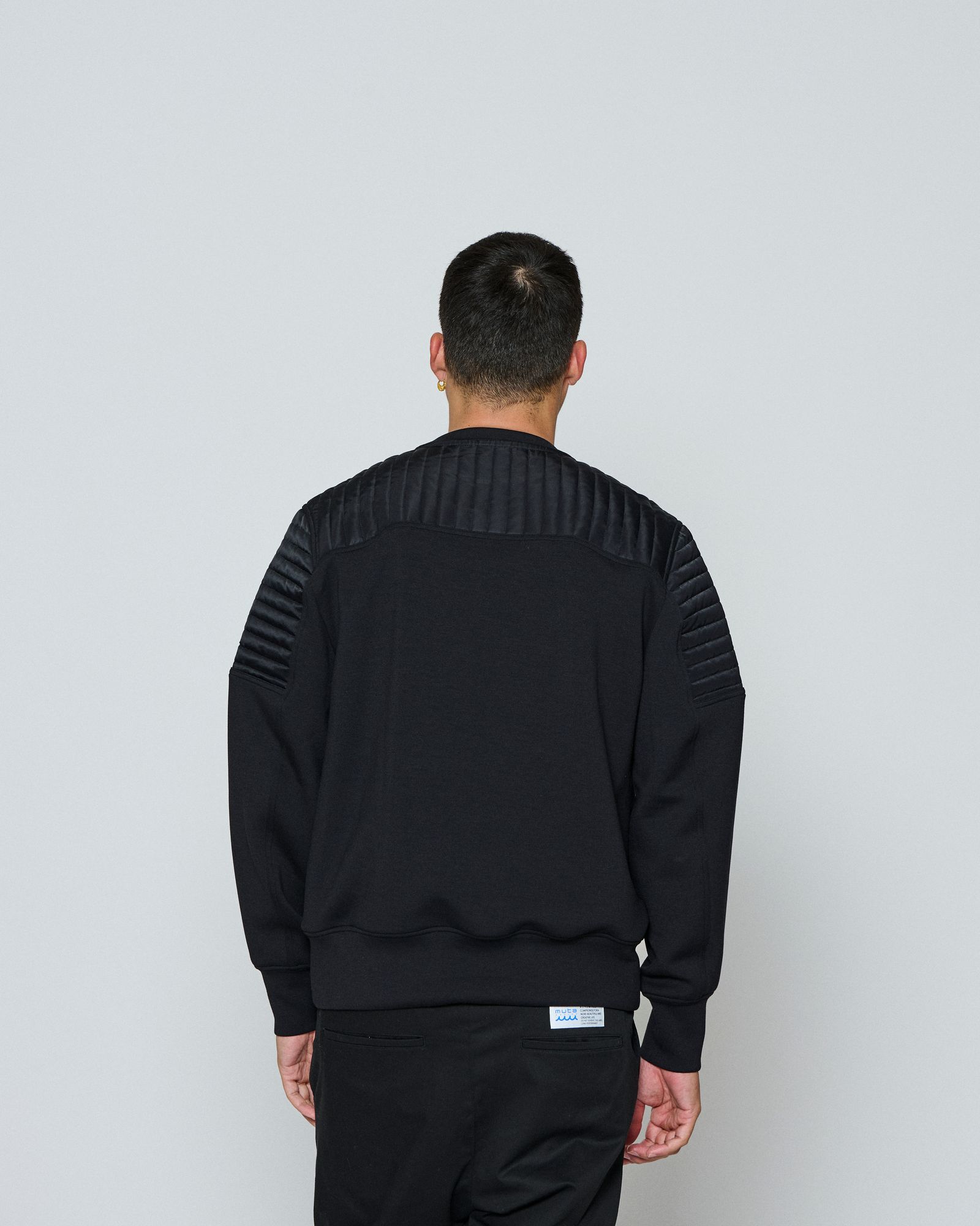 ☆先行予約☆ muta MARINE × ACANTHUS / バイカークルーネック / Double-knit Biker Crew Neck / BLACK 【MA2666】