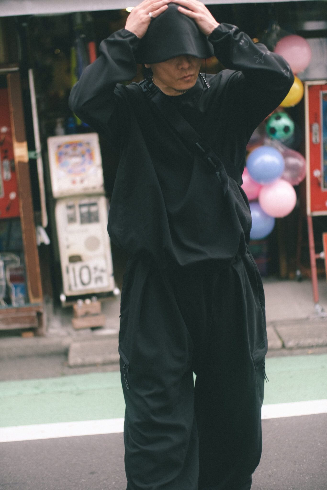 KREVA×GHOST ALMOSTBLACK / WOVEN DWR LONG SLEEVE PONCHO / BLACK [KRVGAB-C-1-1]