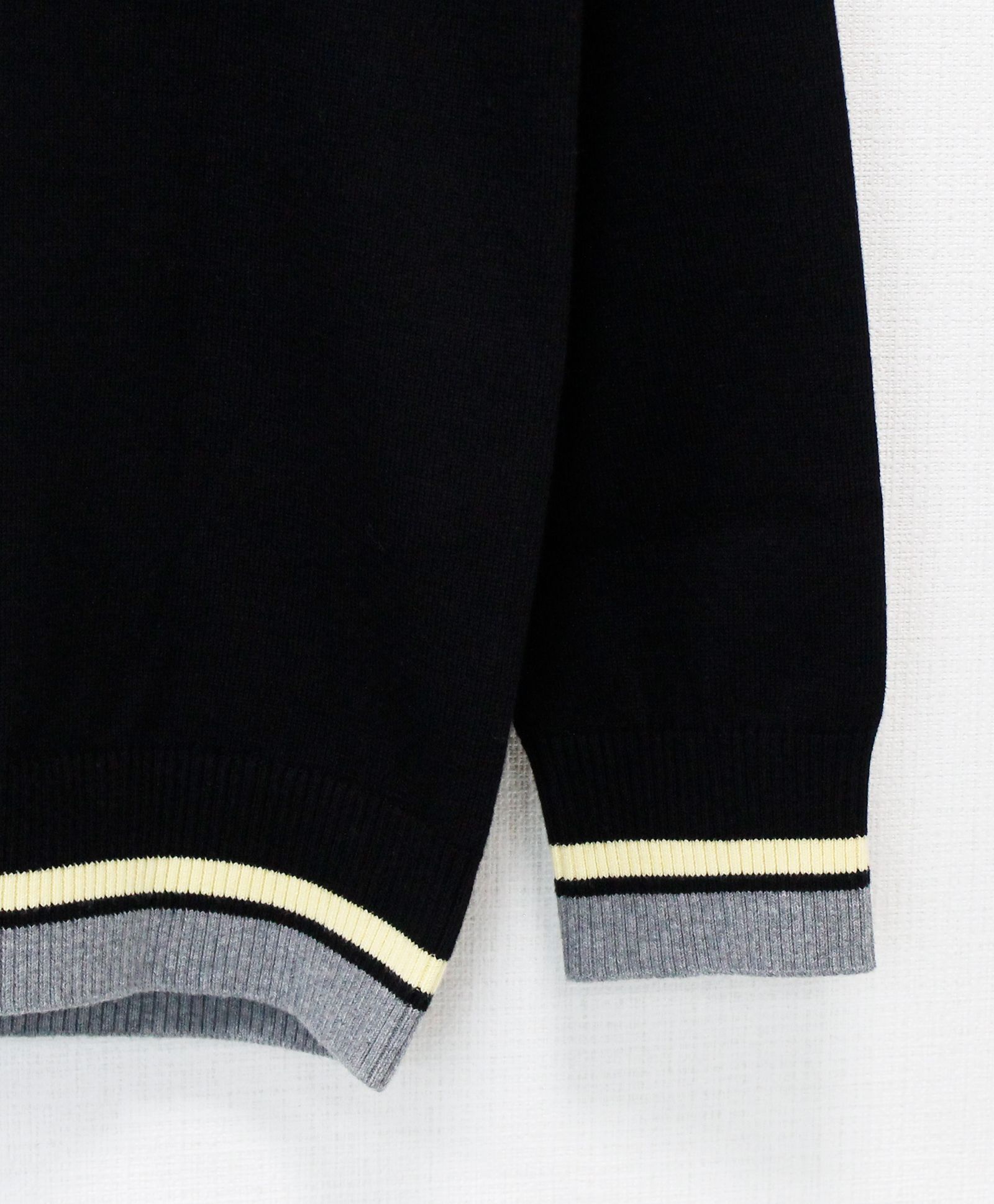 バイカラー クルーネックセーター / アンカースマイルコットンニット / ブラック [MMTK-446446]