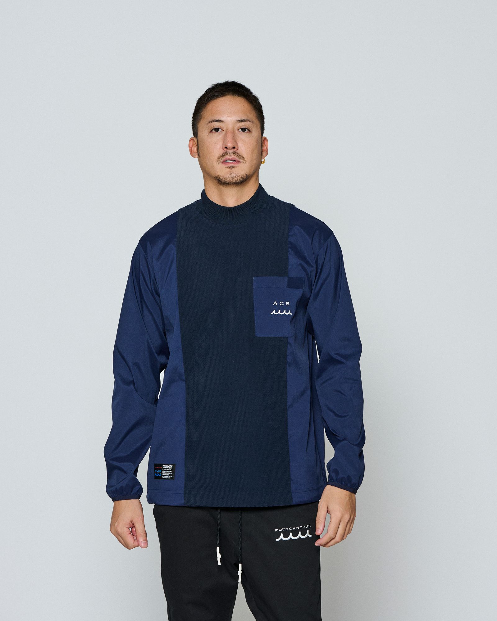 ☆先行予約☆ muta MARINE × ACANTHUS / モックネックロングスリーブトップ / Split Mockneck L/S Top / NAVY 【MA2658】