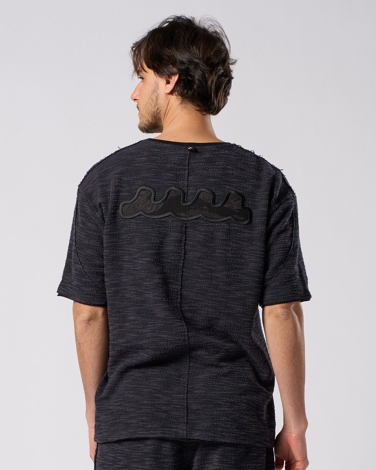 ☆先行予約☆ muta × wjk  / ニットジャガード リラックス Tシャツ / knit jacquard relax S/S / BLACK [702 mw02i]