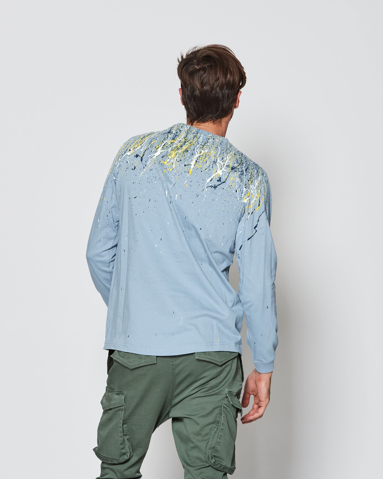 ACANTHUS / Splash paint L/S Tee / ロンT / SAX 【CT2509】