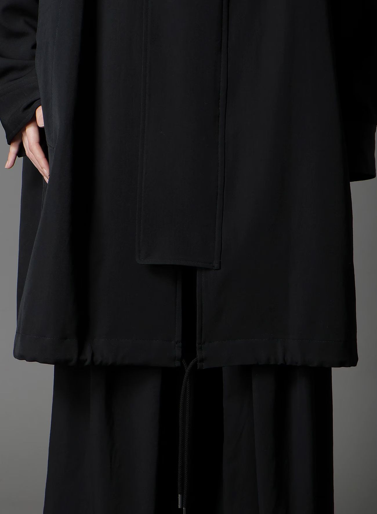 W/GABARDINE HIGH NECK HOODED MODS COAT / BLACK  [GA-C10-101-1]