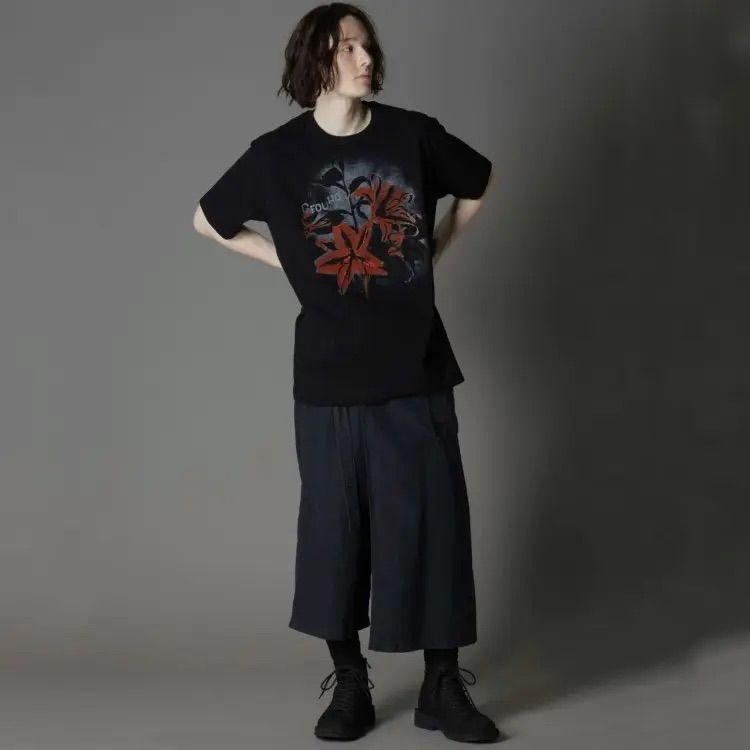 20/COTTON JERSEY LILLY GRAPHIC T-SHIRT / BLACK [GL-T77-070-2-03]