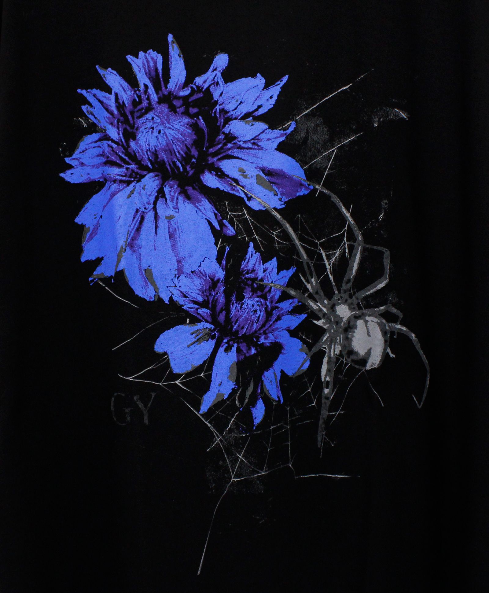 20/COTTON JERSEY FLOWER&SPIDER GRAPHIC T-SHIRT / BLACK [GL-T73-070-2-03]