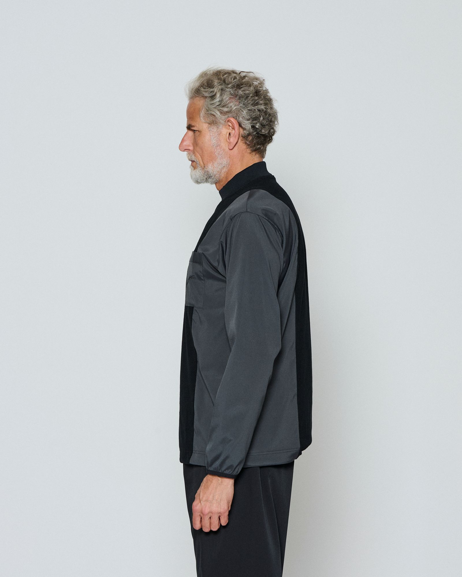 ☆先行予約☆  モックネックL/Sトップ / Split Mockneck L/S Top / BLACK(BODY) CHARCOAL(ARM)【CT2609】