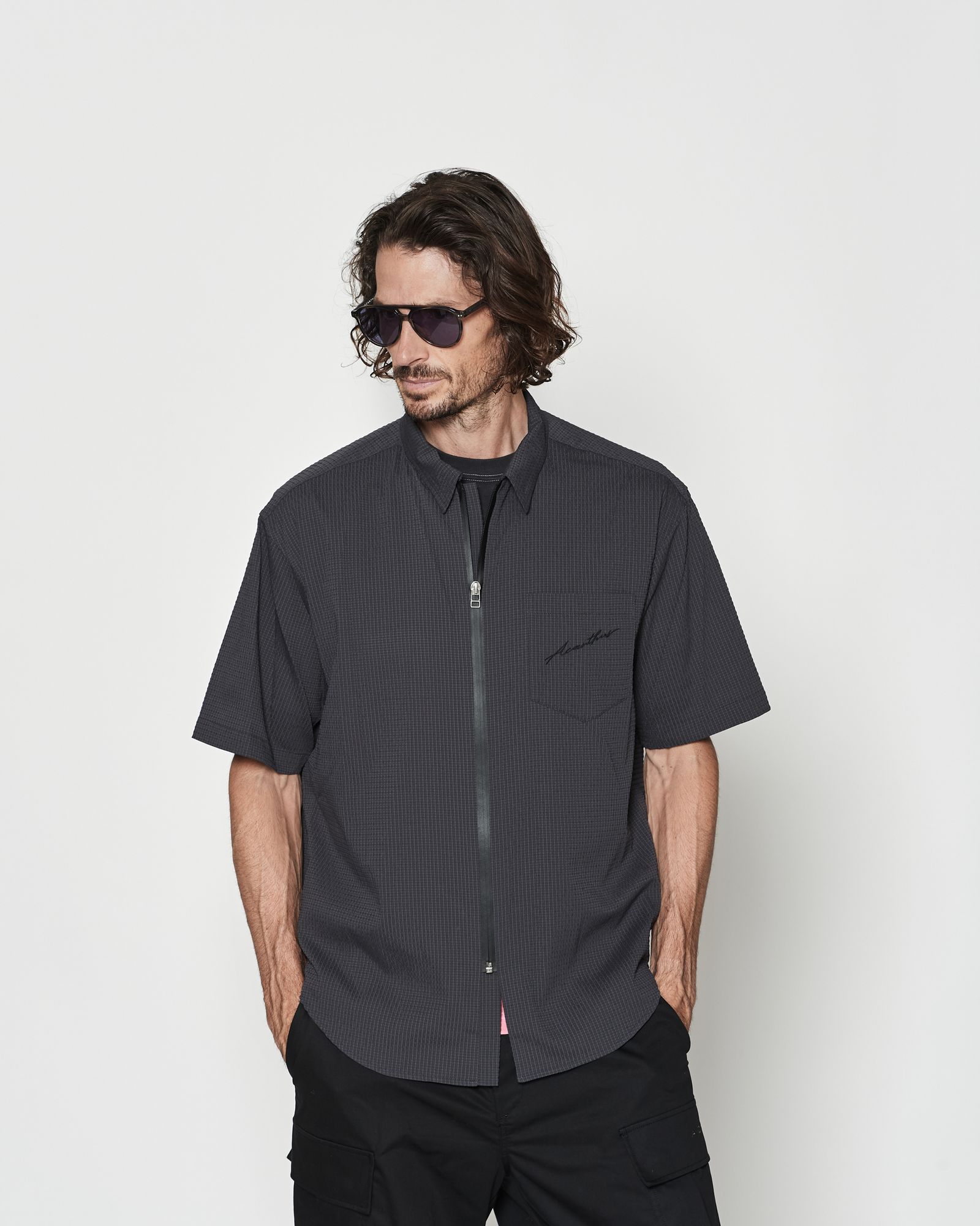 ☆先行予約☆ Dot Air®ジップアップショートスリーブシャツ / Dot Air® Zip Up S/S Shirt / CHARCOAL【SH2601】