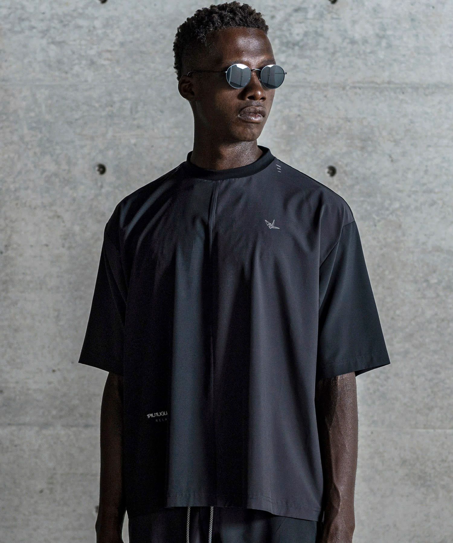 バイカラーランニング半袖Tシャツ / ブラック【UST-26032】