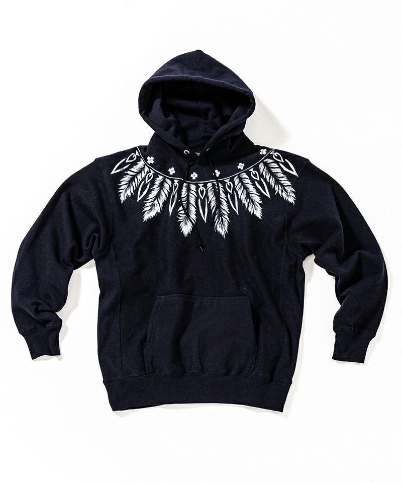 ACANTHUS - プルオーバーパーカー / Feather Paint Zip Hoodie / NAVY