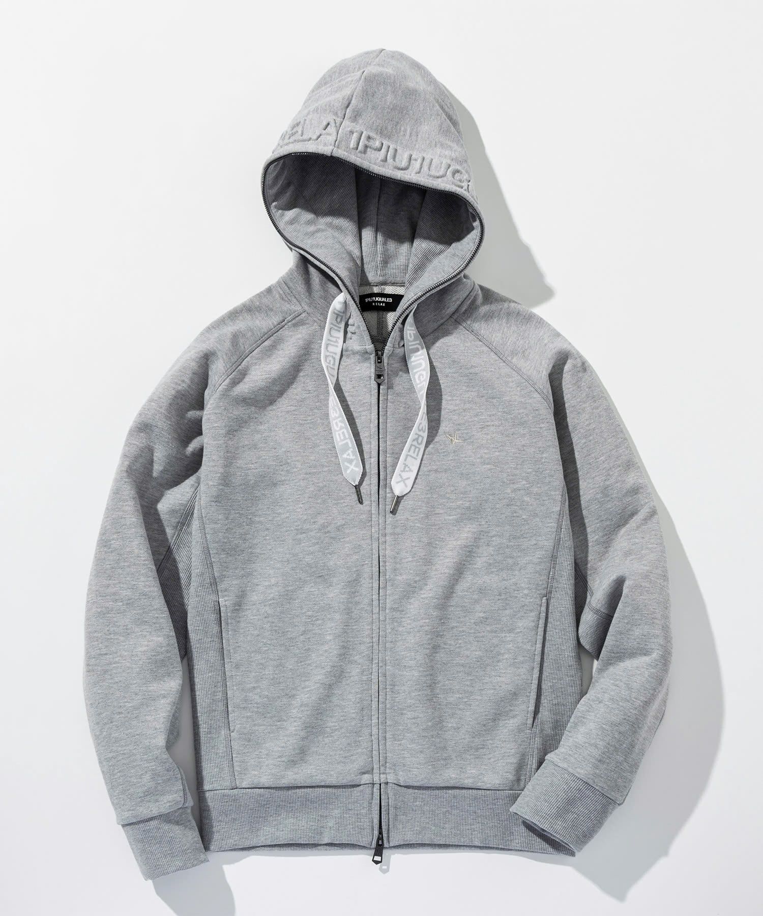 HOOD EMBOSSED LOGO HOODIE / エンボスロゴ ジップパーカー / グレー【USO-26083】