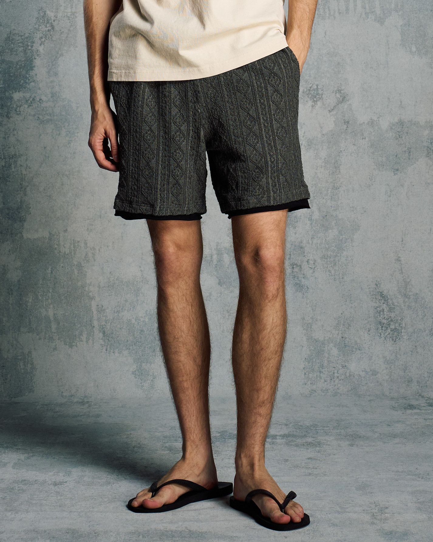 ☆先行予約☆ ジャガードサマーニットショーツ /  jacquard summer knit shorts / BLACK [5401 kc01i]