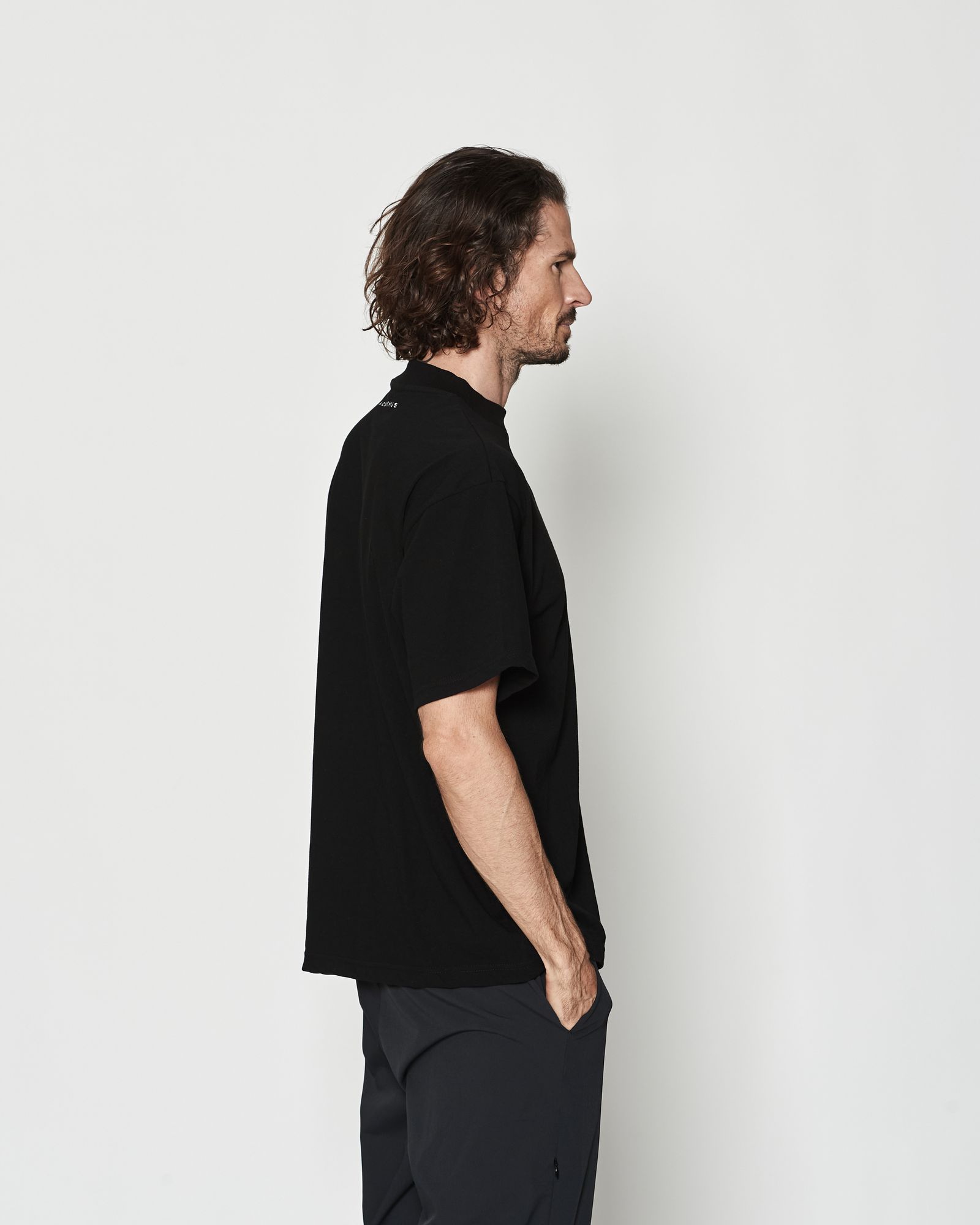 ☆先行予約☆ モックネックポケットTシャツ  / Mock Neck Pocket Tee / BLACK 【CT2608】