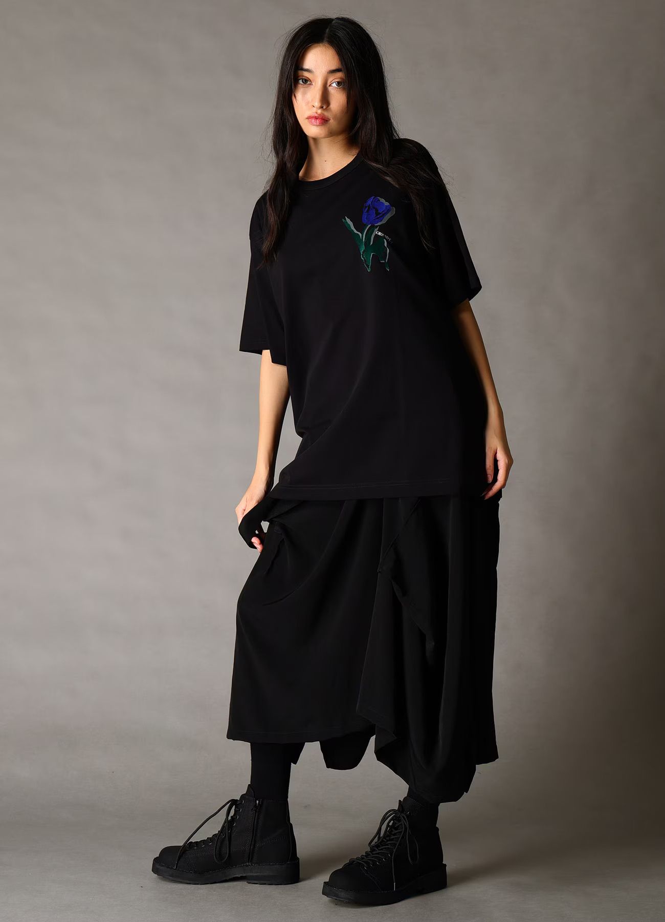 TULIP T-SHIRT / BLACK [GQ-T03-071-1]