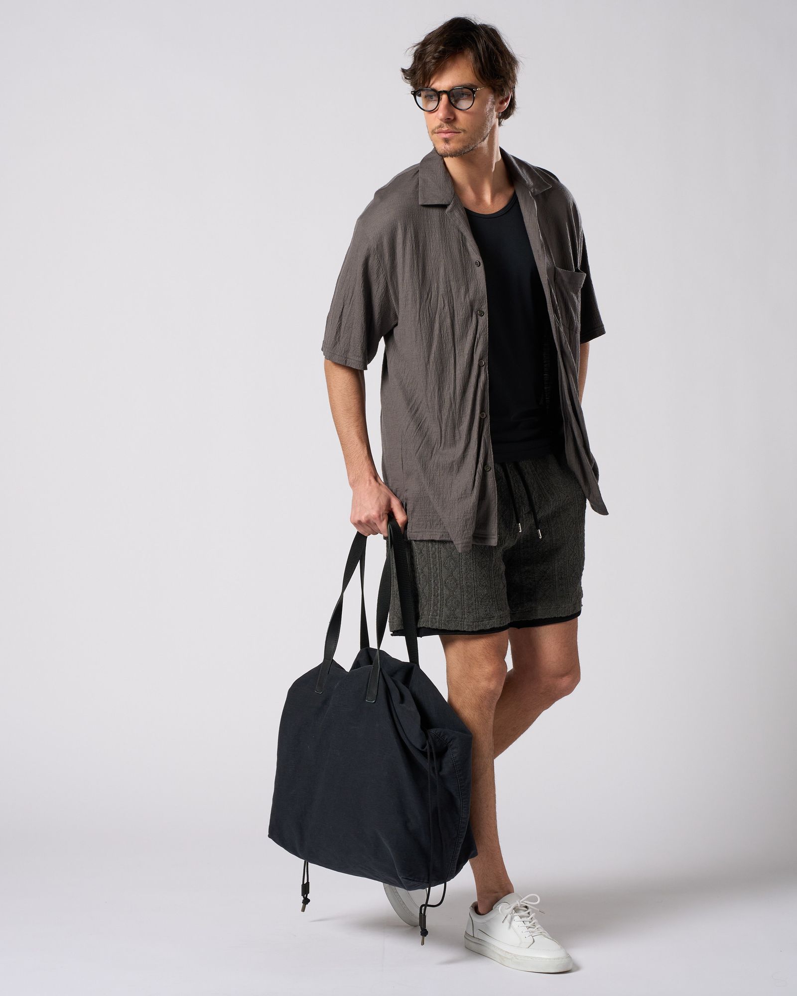 ☆先行予約☆ オープンカラーシャツ /  ex.comfy wool open collar shirt / STEAL GRAY[4910 wn08i]