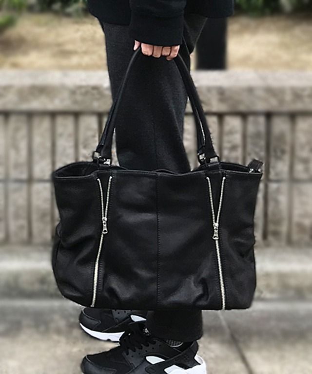 オイルドカウレザー / Wzipトート・バッグ(M) / Oiled Cow Leather Wzip Tote Bag / [DCD-01028]